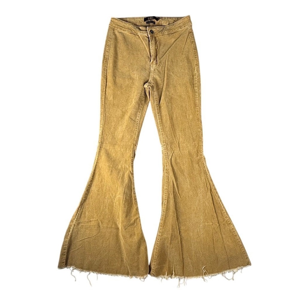 Lucky & Blessed Pants Womens Size 6 Beige‎ High Rise Flare Wide Leg Fray